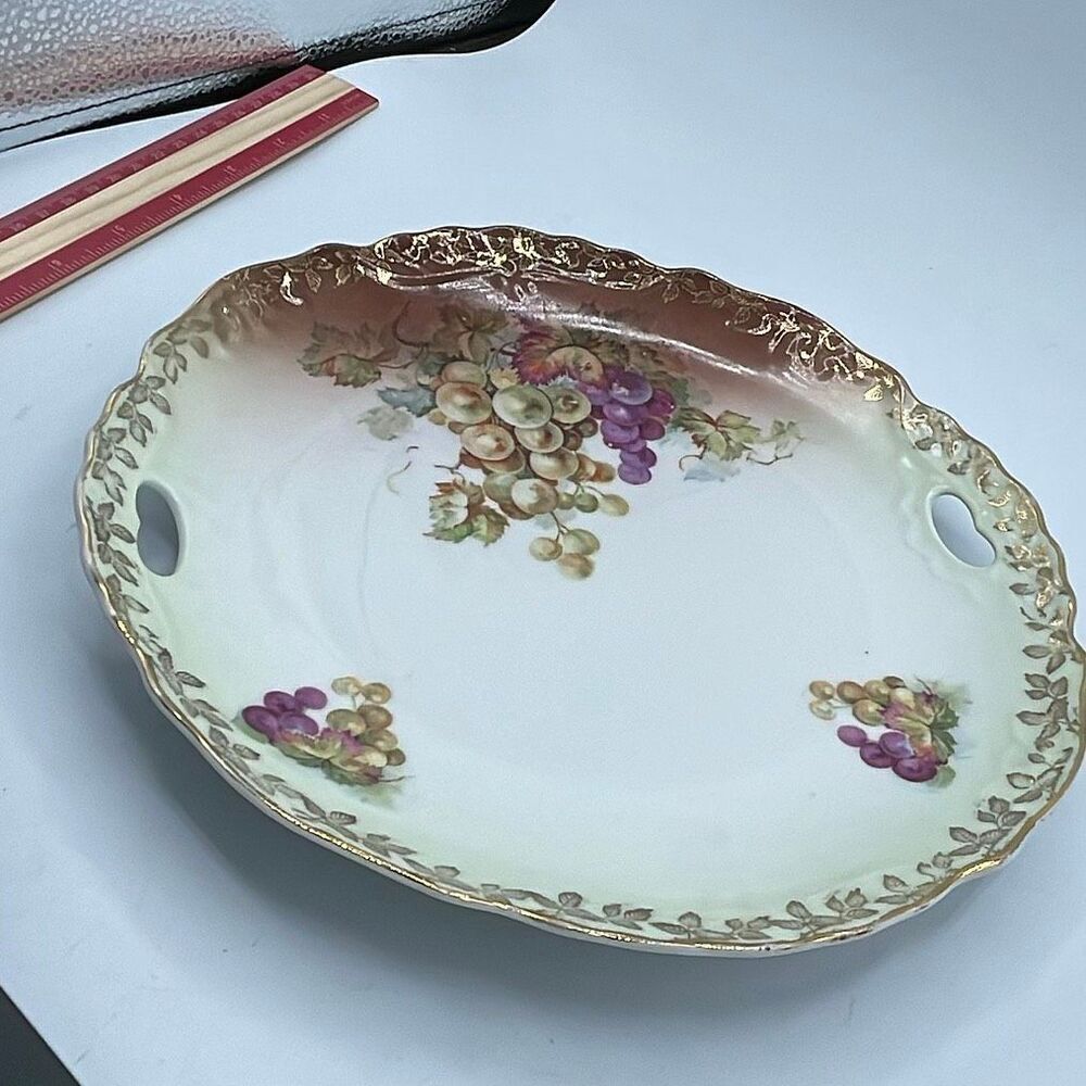 Antique Empire China porcelain serving dish. Grapevine